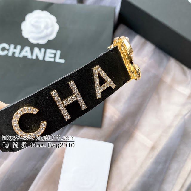 Chanel女士皮帶 香奈兒cc經典logo扣精品彈力扣腰帶  jjp1153